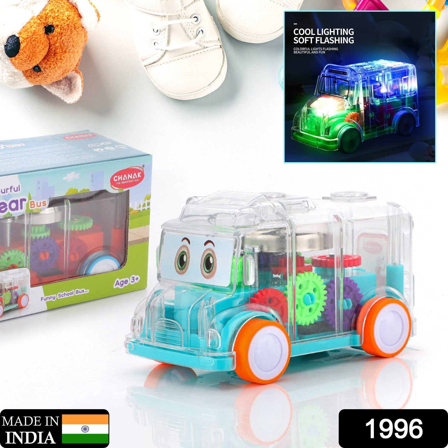1996 Transparent Musical Mini School Bus Toy for Kids DeoDap 1996 Transparent Musical Mini School Bus Toy for Kids DeoDap